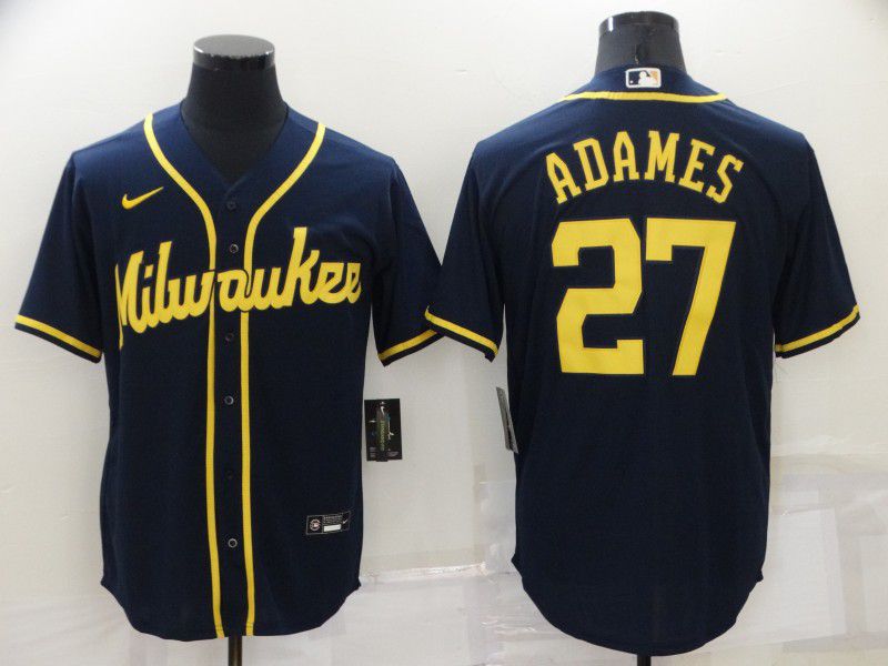 Men Milwaukee Brewers #27 Adames Blue Game 2022 Nike MLB Jersey->milwaukee brewers->MLB Jersey